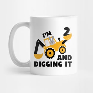 I'm 2 and Digging it Funny 2rd Birthday Excavator Kids Gift Mug